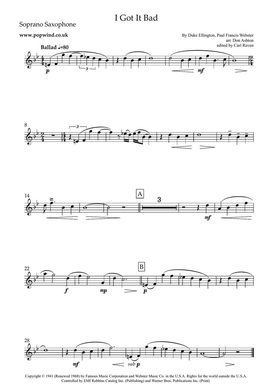 I Got It Bad And That Ain't Good Saxophone Quartet scores gallery preview page 4