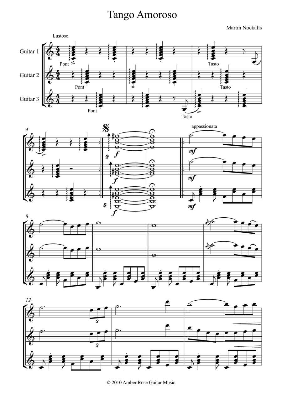 Tango Amoroso Tango Amoroso Guitar Ensemble scores gallery preview page 1