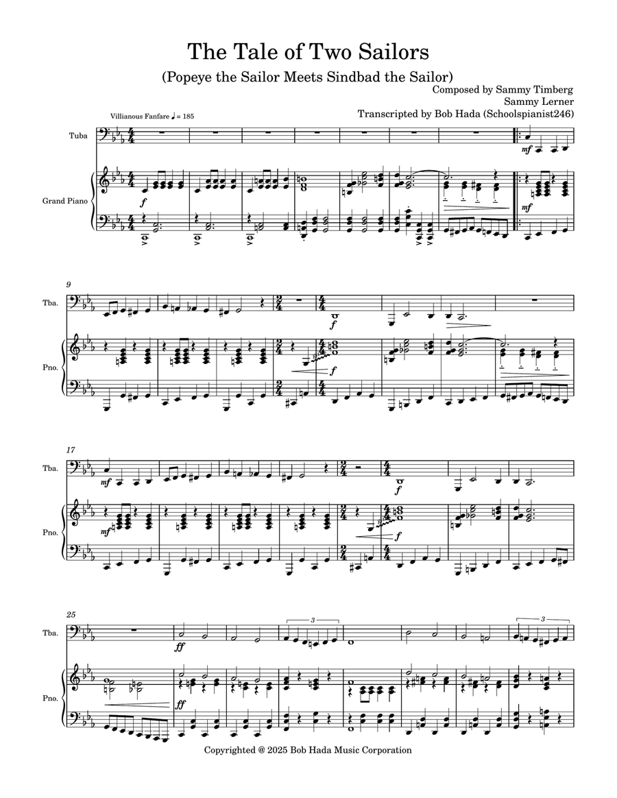 A Tale of Two Sailors A Tale of Two Sailors Piano scores gallery preview page 1