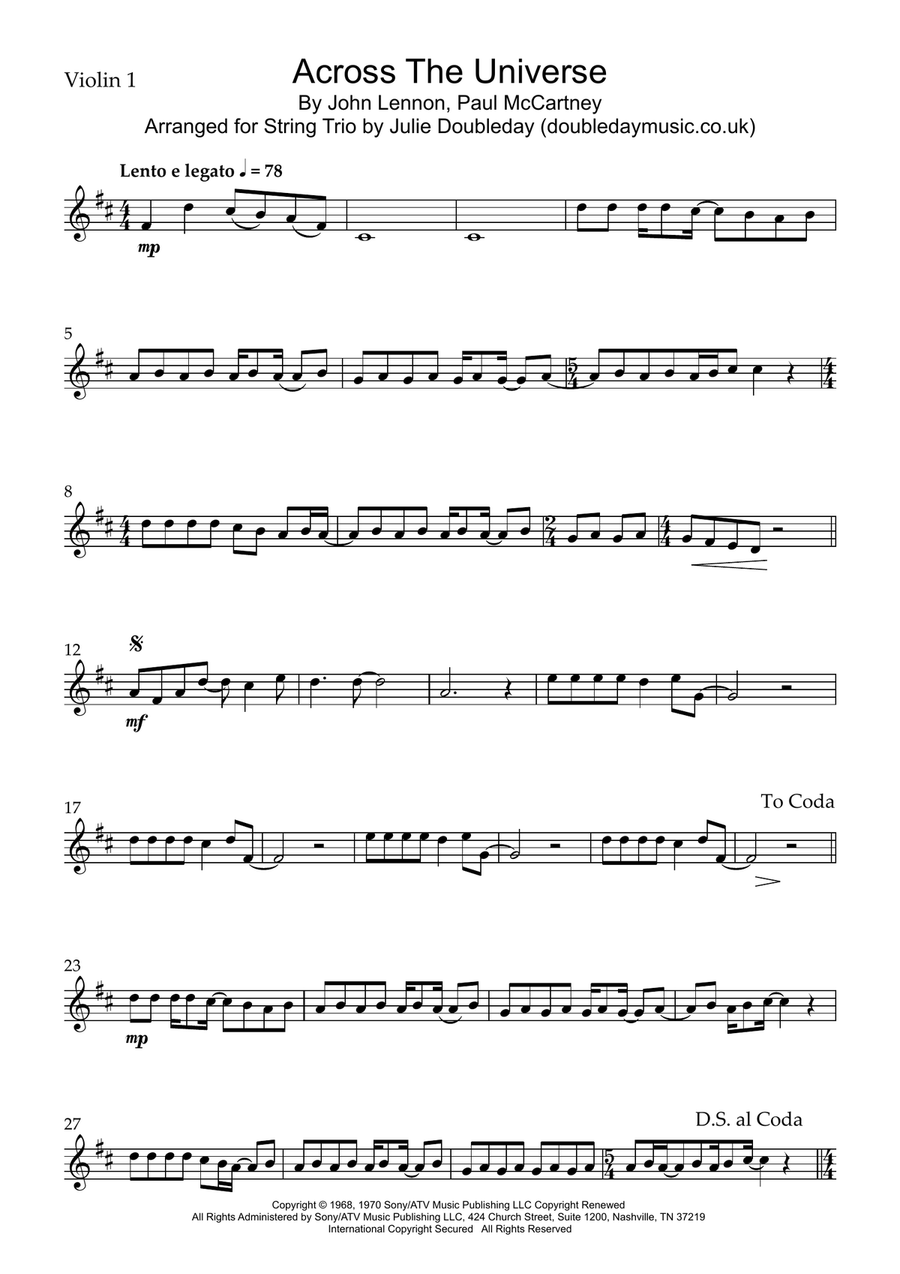 Across The Universe Across The Universe String Trio scores gallery preview page 5