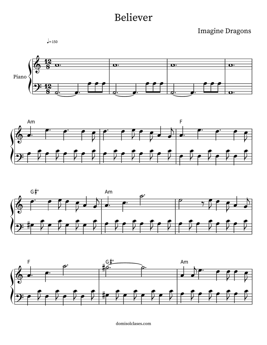 Believer Believer Easy Piano scores gallery preview page 1