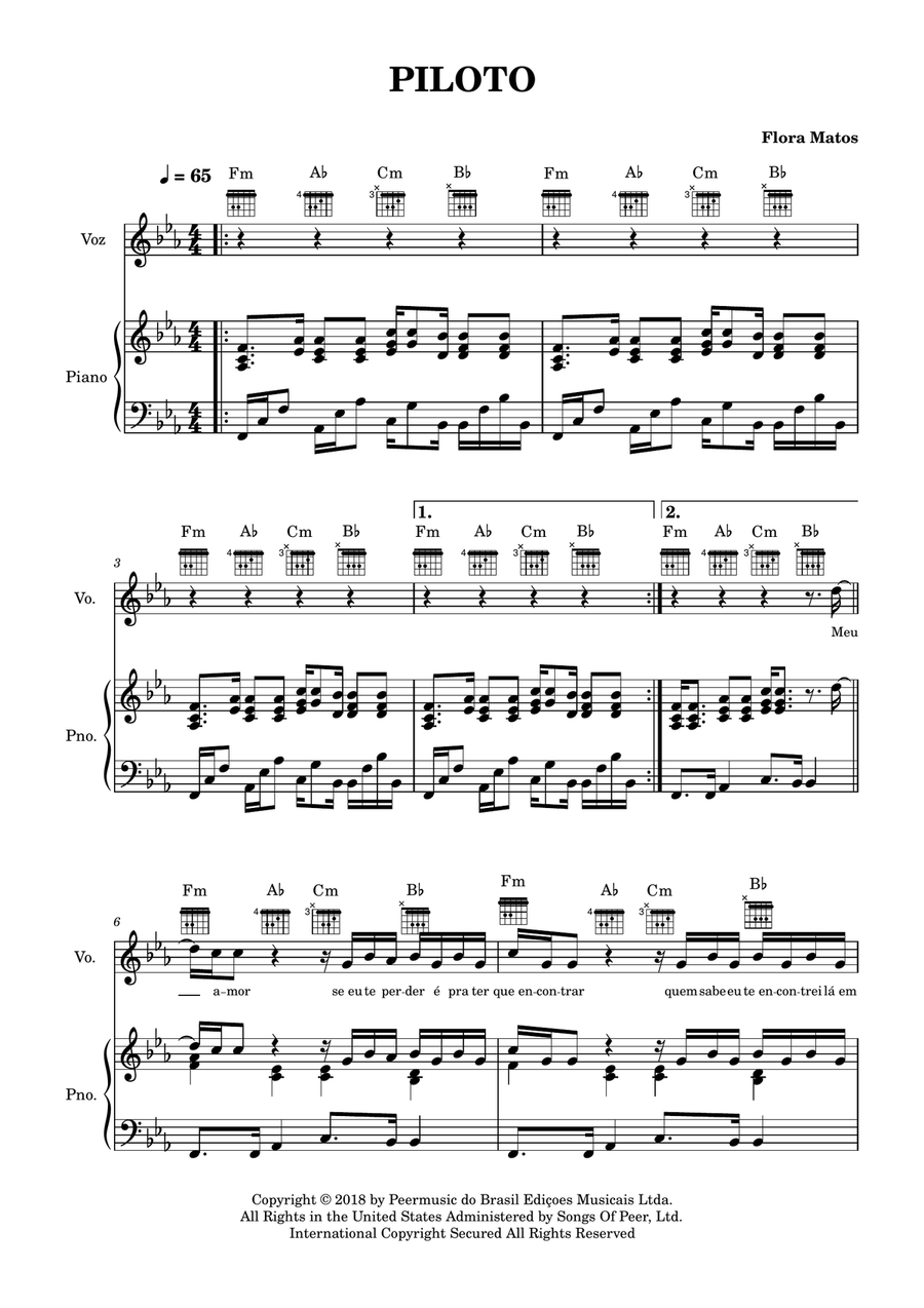 Piloto Piloto Piano, Vocal scores gallery preview page 1