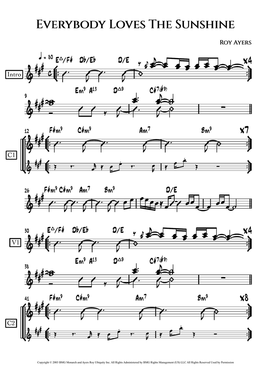Everybody Loves The Sunshine Piano scores gallery preview page 1