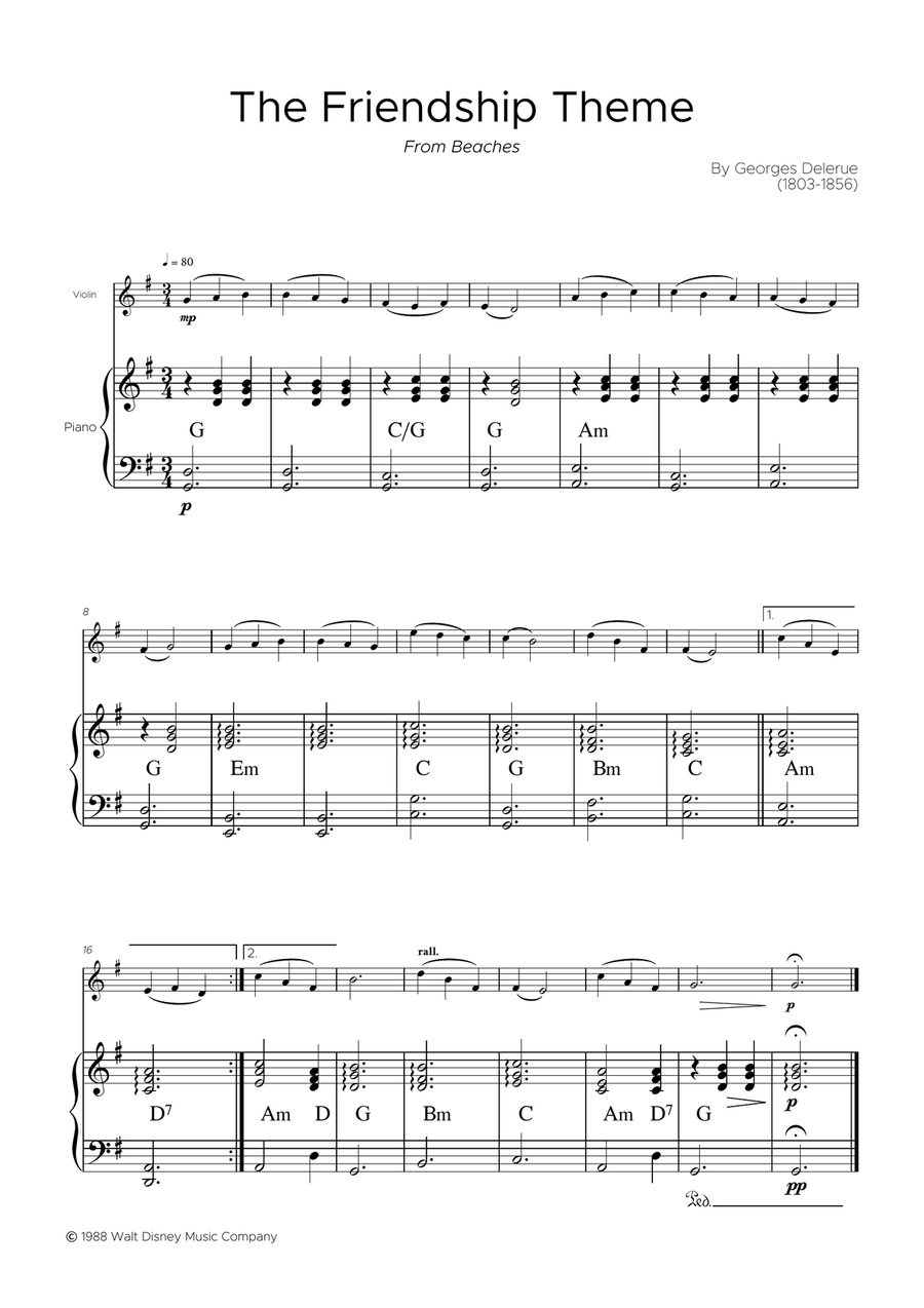 The Friendship Theme The Friendship Theme Violin Solo scores gallery preview page 1