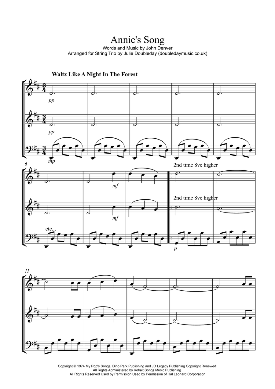 Annie's Song Annie's Song String Trio scores gallery preview page 1