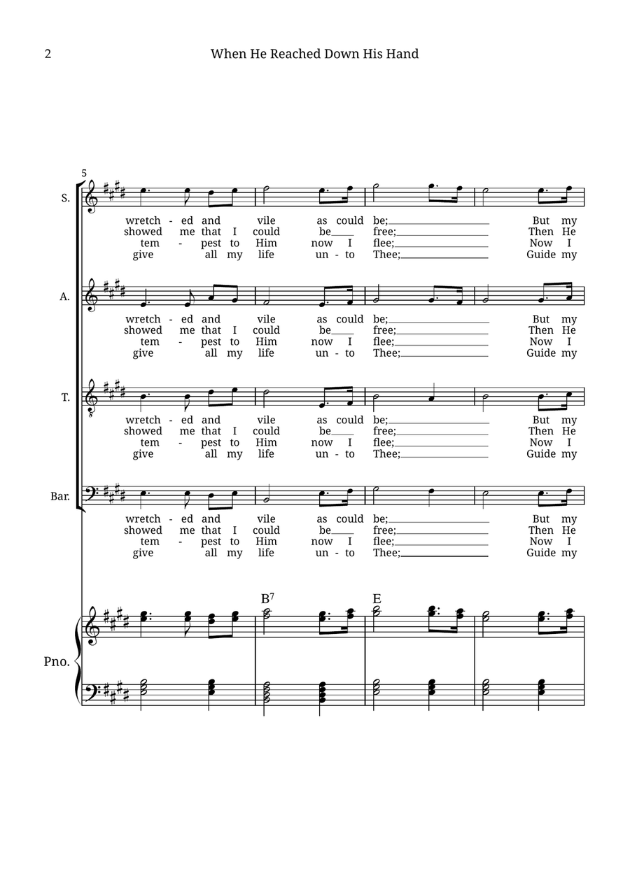 When He Reached Down His Hand For Me 4-Part scores gallery preview page 2