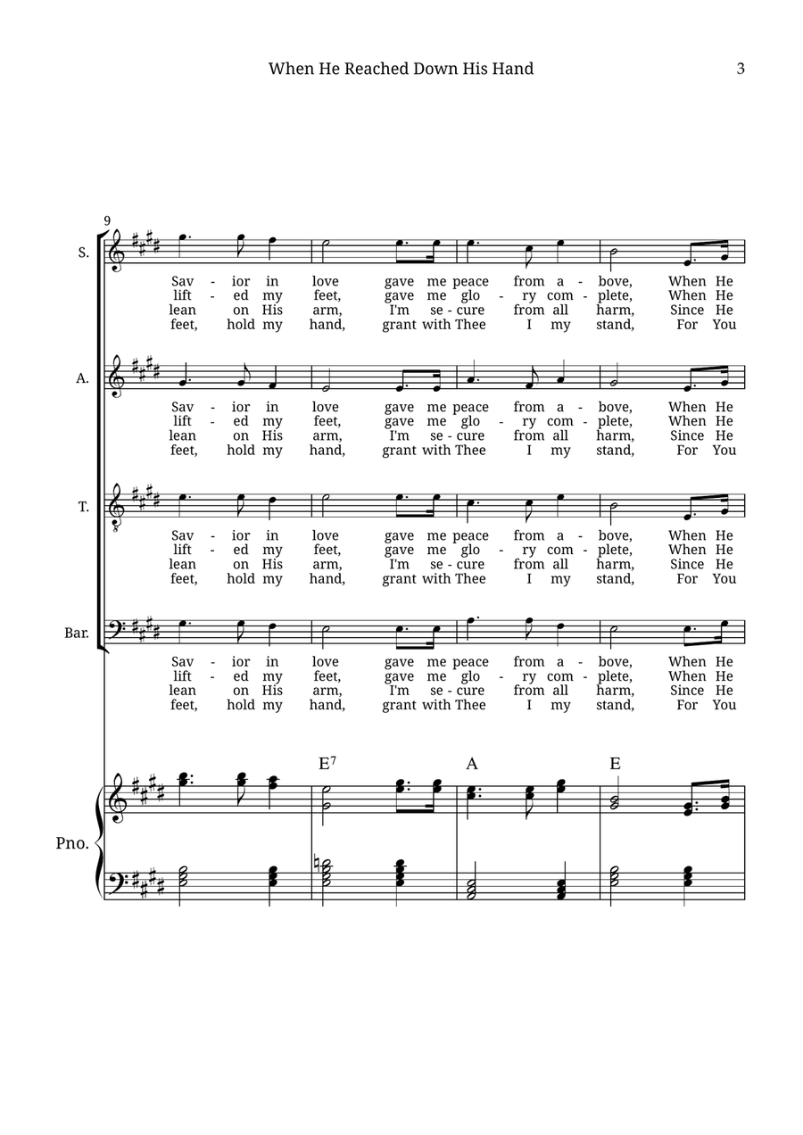 When He Reached Down His Hand For Me 4-Part scores gallery preview page 3