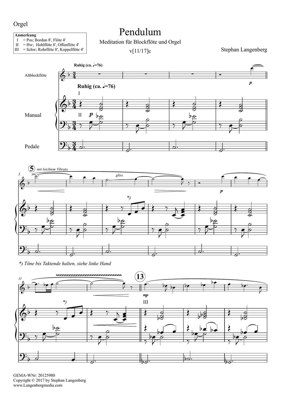 Pendulum Chamber Music scores gallery preview page 1