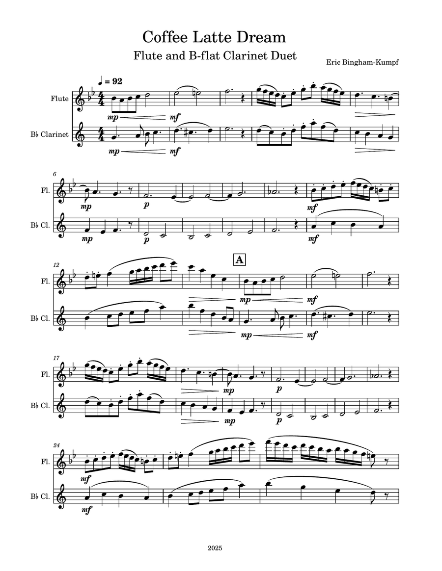 Coffee Latte Dream Coffee Latte Dream Woodwind Duet scores gallery preview page 1