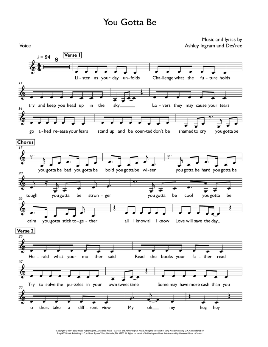 You Gotta Be You Gotta Be Medium Voice scores gallery preview page 1