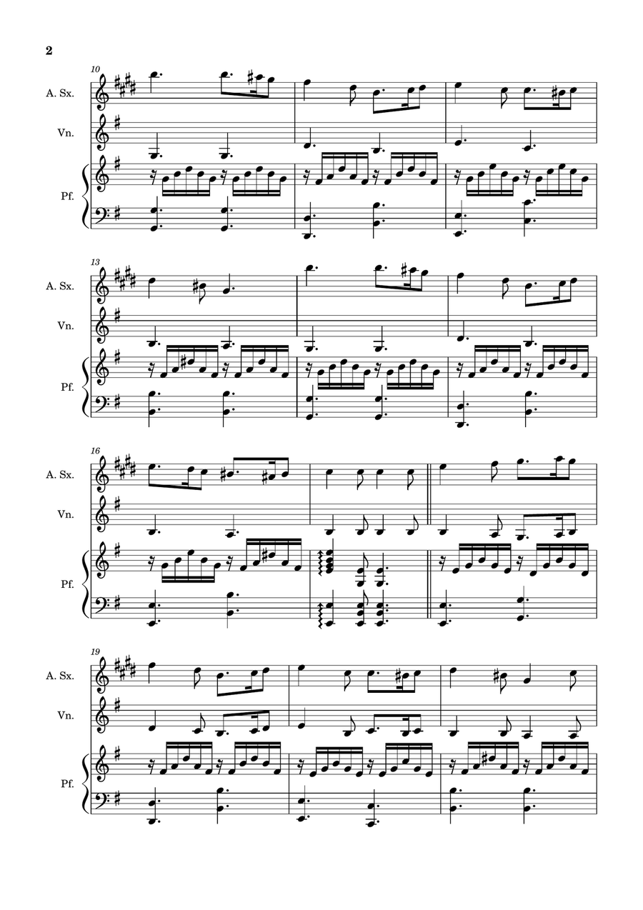 Greensleeves - A. Sax., Violin and Piano. Score and Parts. Small Ensemble scores gallery preview page 2