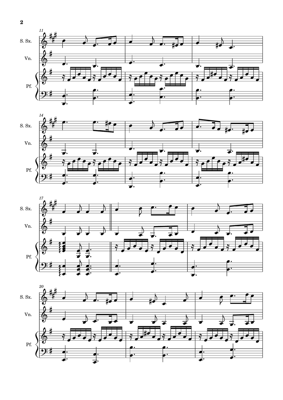 Greensleeves - S. Sax., Violin and Piano. Score and Parts. Small Ensemble scores gallery preview page 2