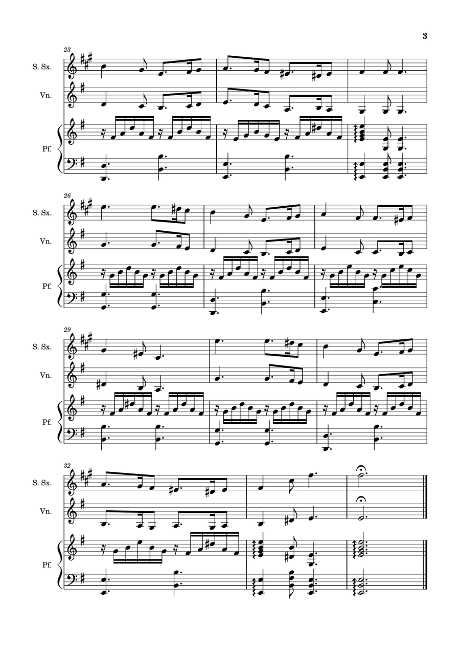 Greensleeves - S. Sax., Violin and Piano. Score and Parts. Small Ensemble scores gallery preview page 3