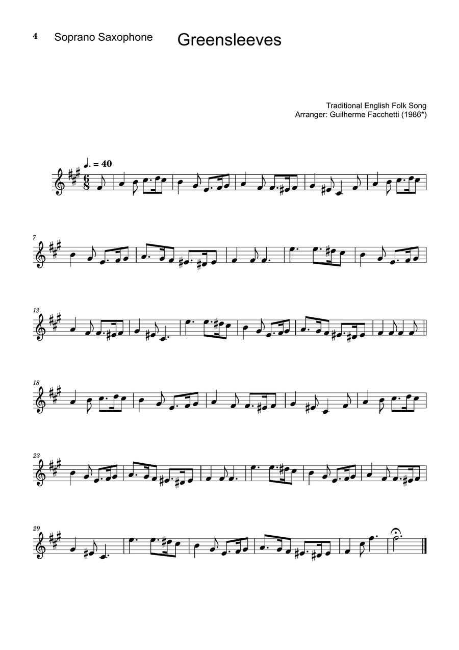 Greensleeves - S. Sax., Violin and Piano. Score and Parts. Small Ensemble scores gallery preview page 4