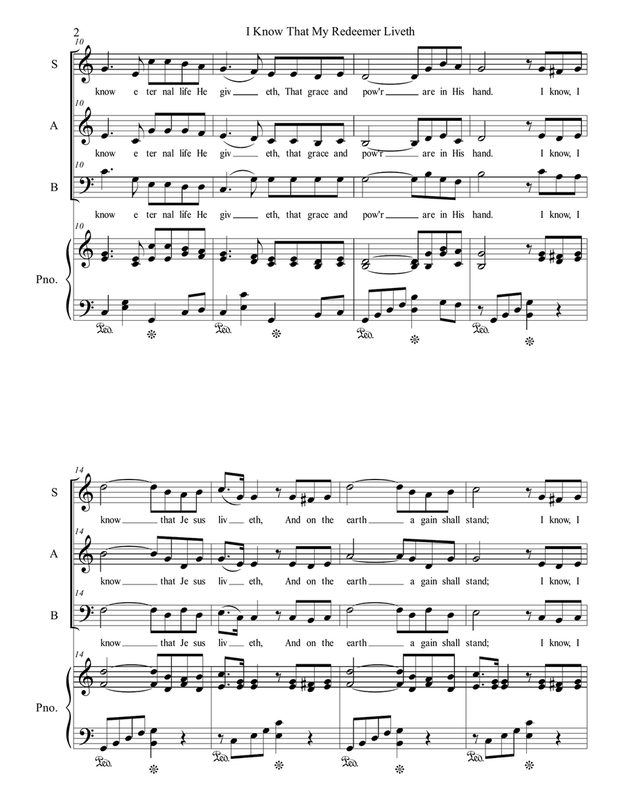 I Know That My Redeemer Liveth 3-Part scores gallery preview page 2