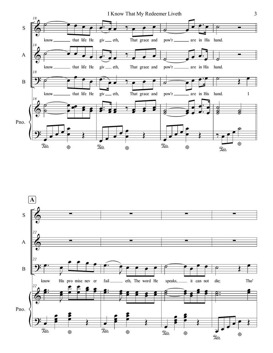 I Know That My Redeemer Liveth 3-Part scores gallery preview page 3