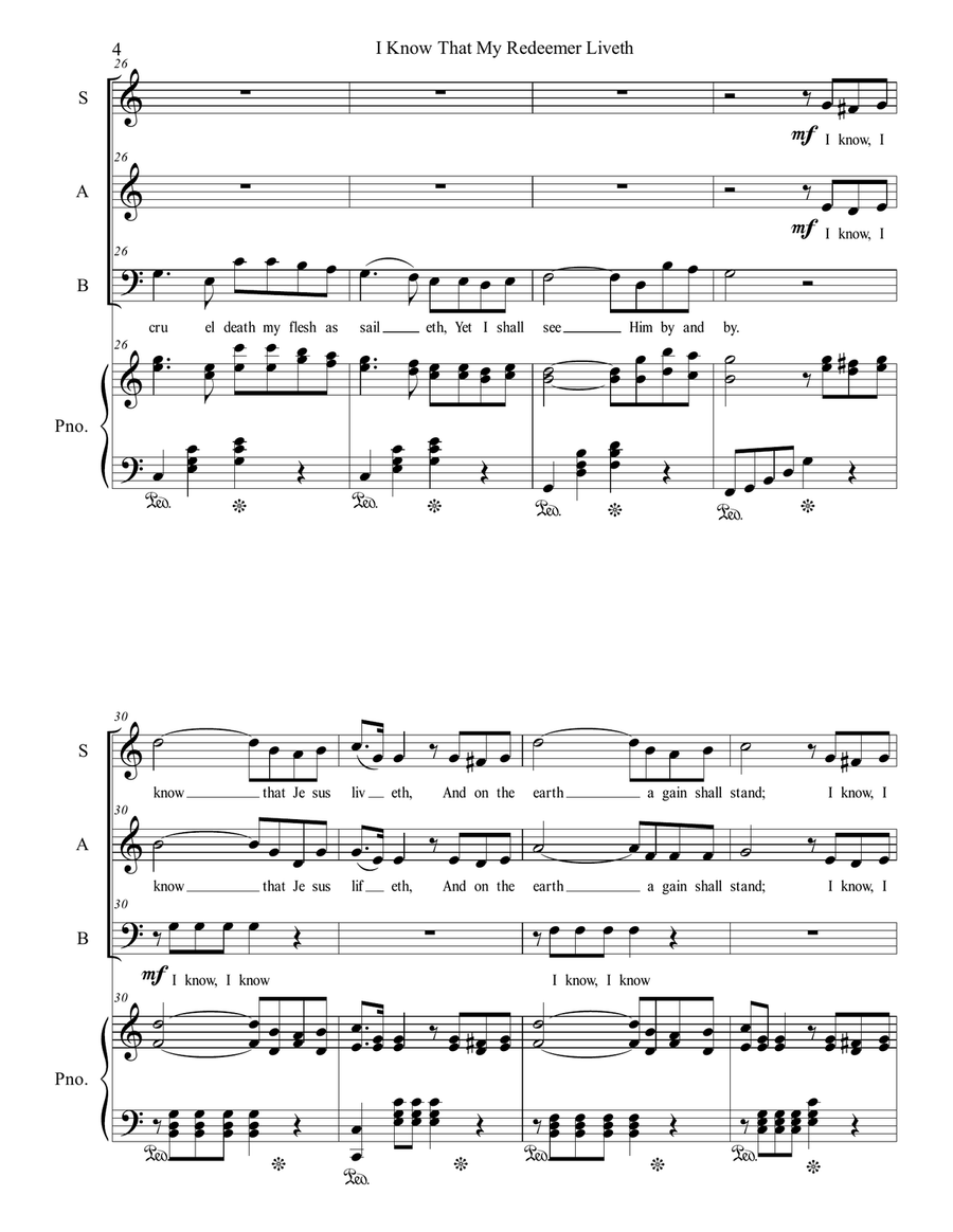 I Know That My Redeemer Liveth 3-Part scores gallery preview page 4