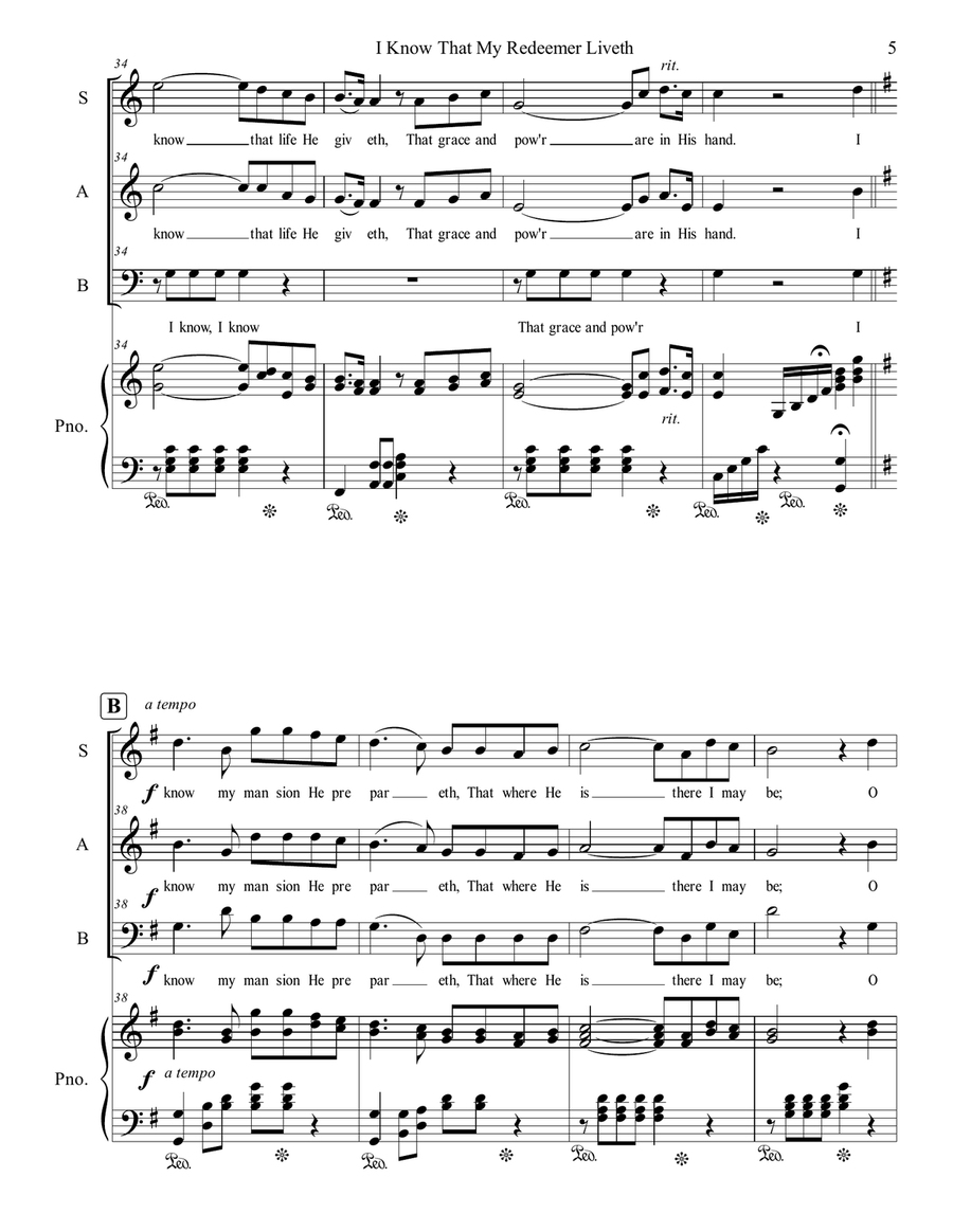I Know That My Redeemer Liveth 3-Part scores gallery preview page 5