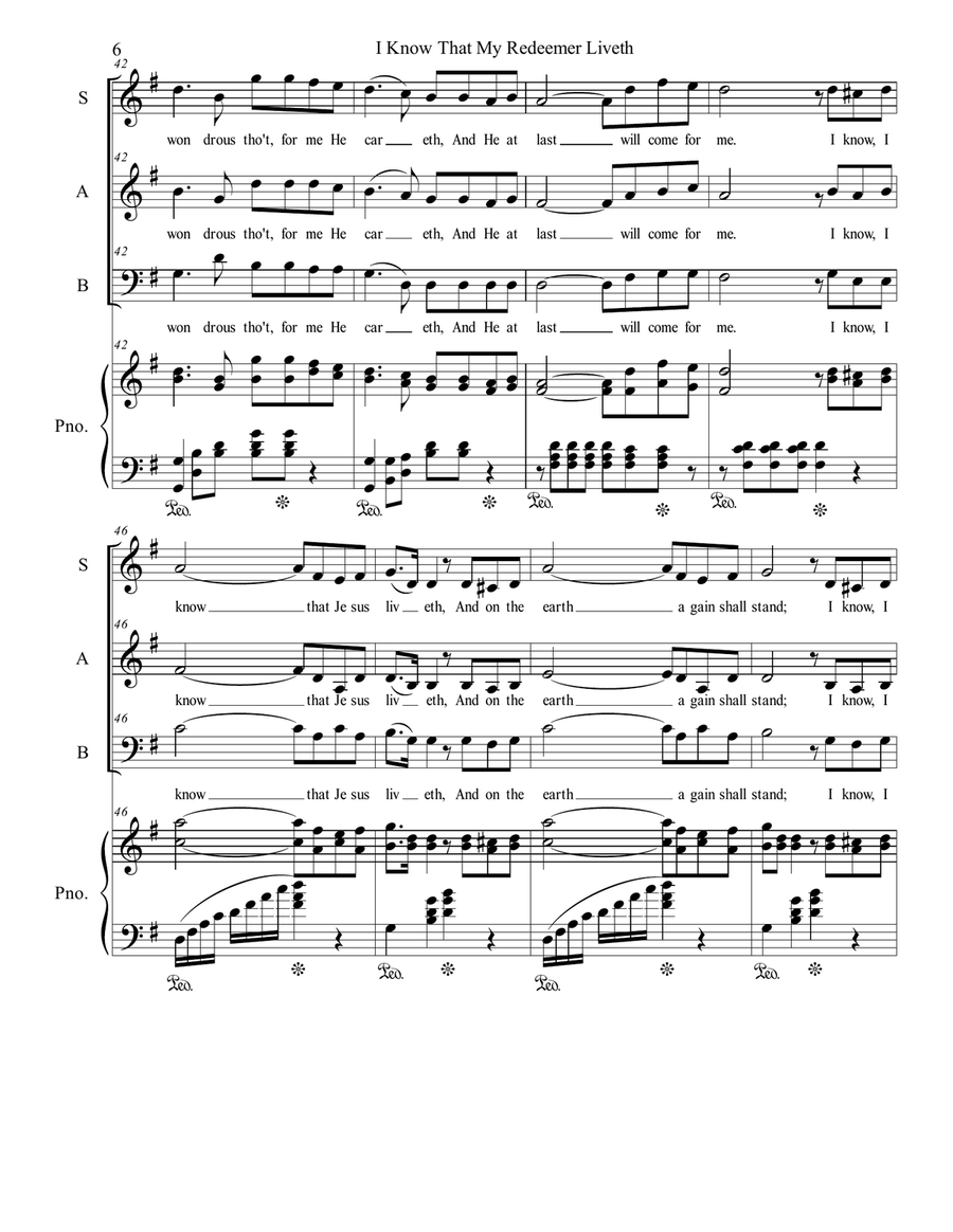 I Know That My Redeemer Liveth 3-Part scores gallery preview page 6