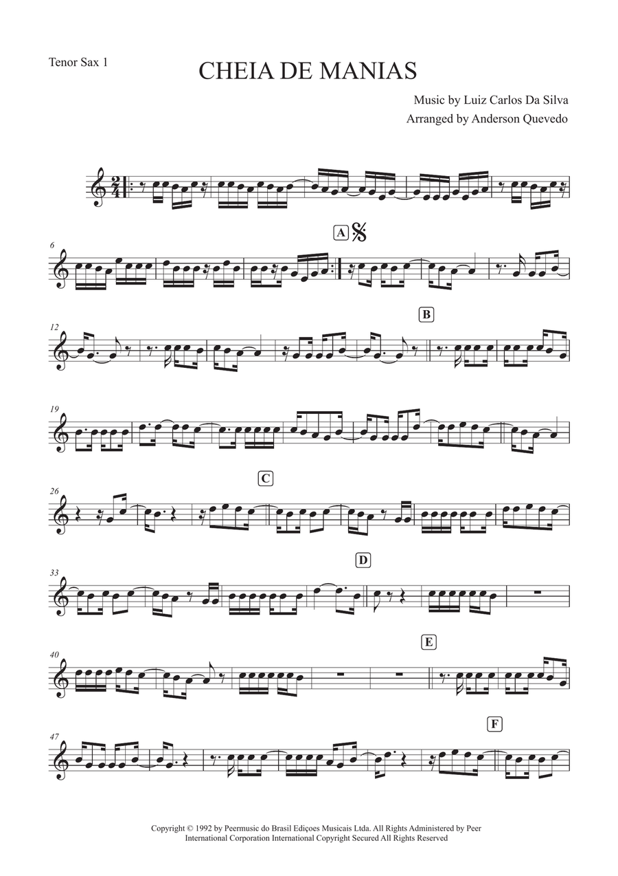 Cheia De Manias Cheia De Manias Tenor Saxophone scores gallery preview page 1