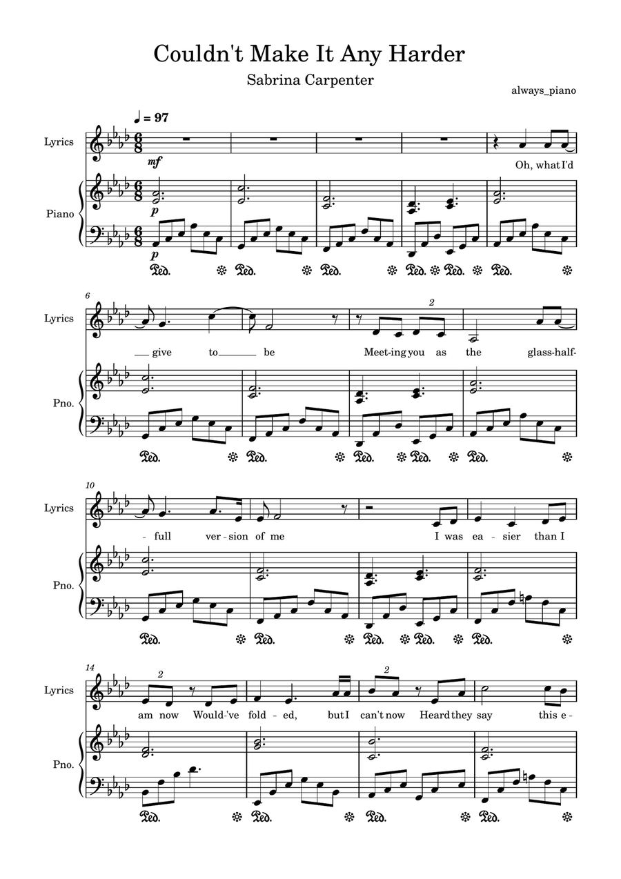Couldn't Make It Any Harder Piano Duet scores gallery preview page 1
