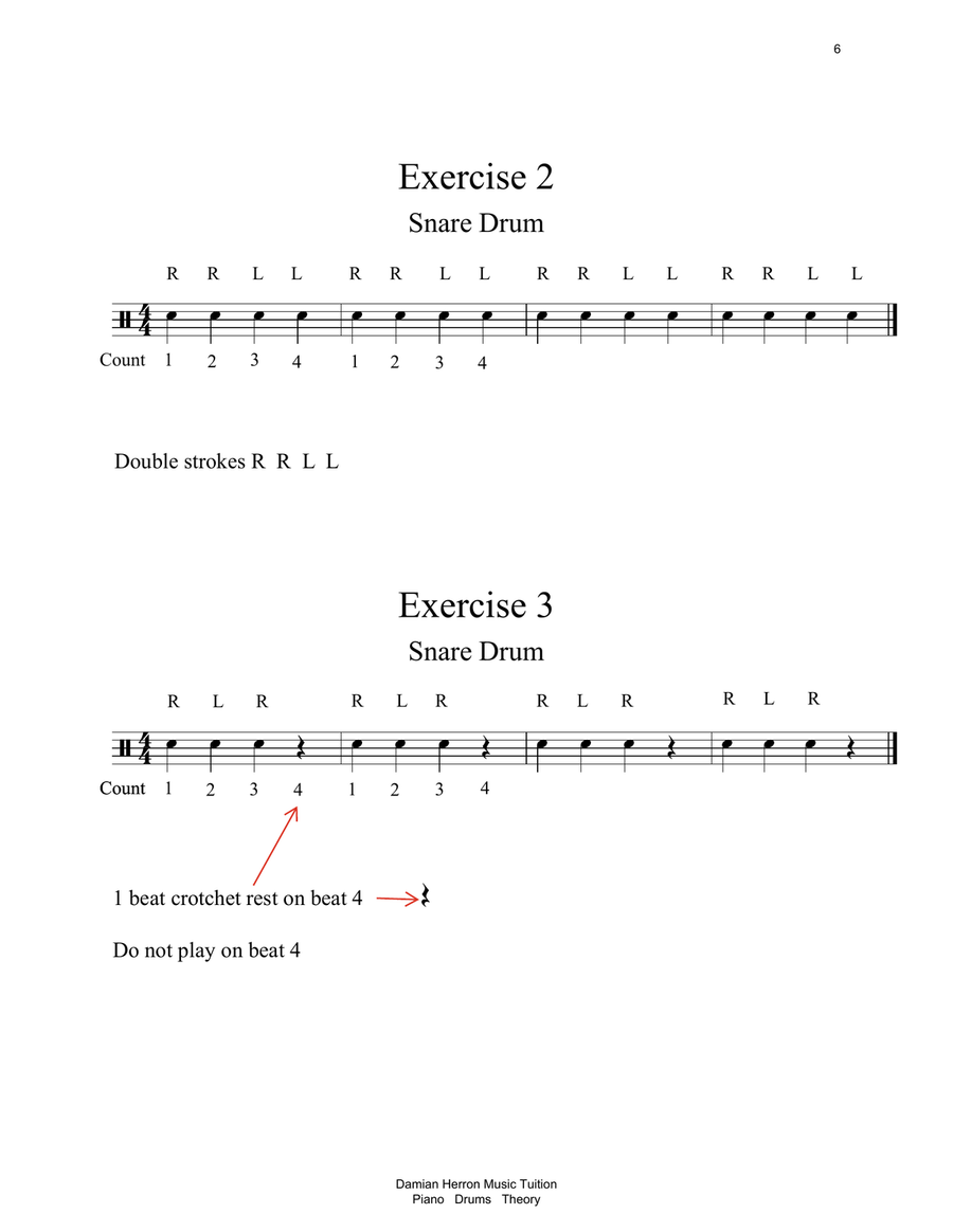 Drum Notation Reading and Counting Exercises Beginner Level Drum Set scores gallery preview page 5