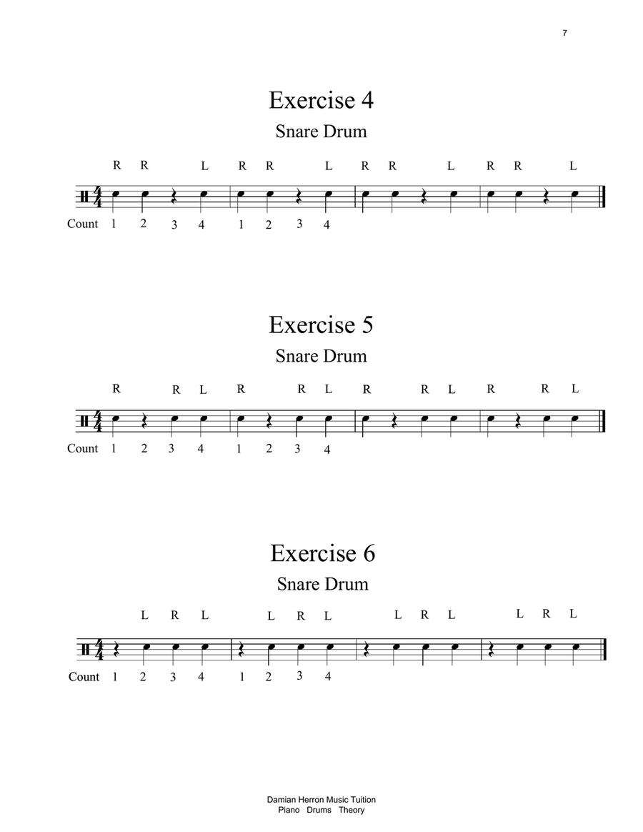 Drum Notation Reading and Counting Exercises Beginner Level Drum Set scores gallery preview page 6