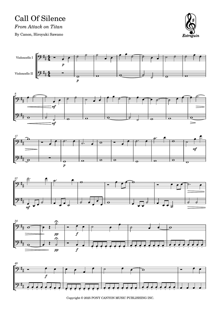 Call Of Silence String Duet scores gallery preview page 1