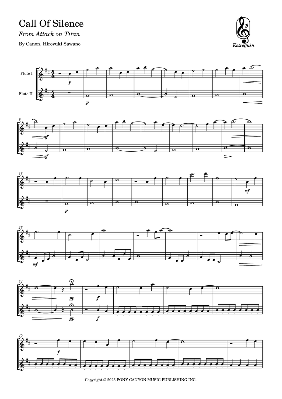 Call Of Silence Flute Duet scores gallery preview page 1