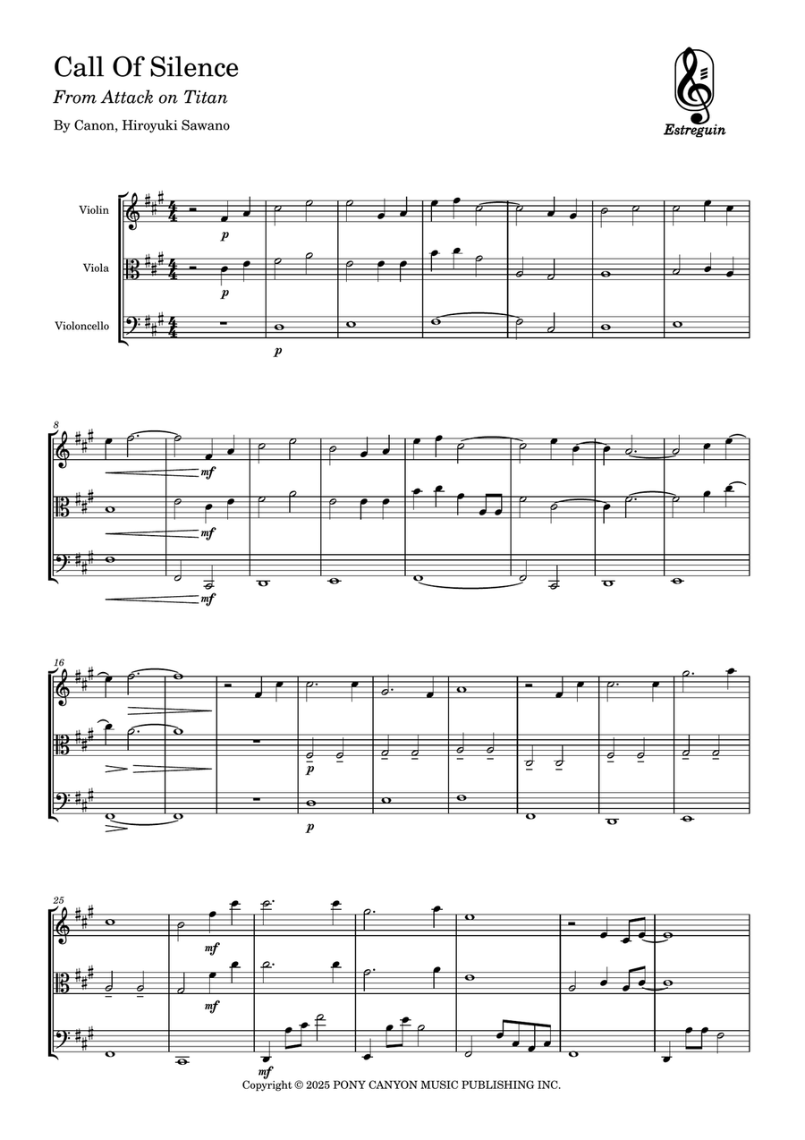 Call Of Silence String Trio scores gallery preview page 1