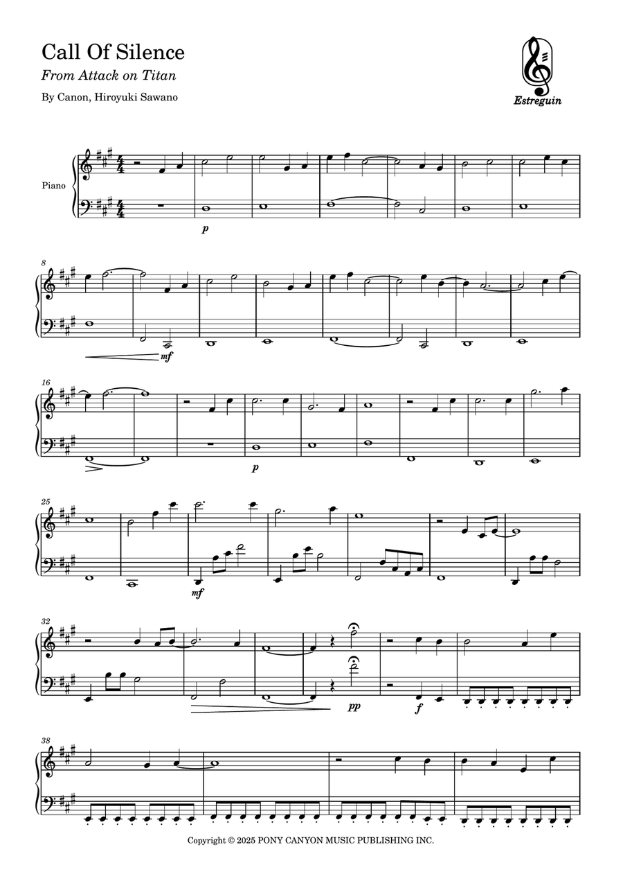 Call Of Silence Easy Piano scores gallery preview page 1