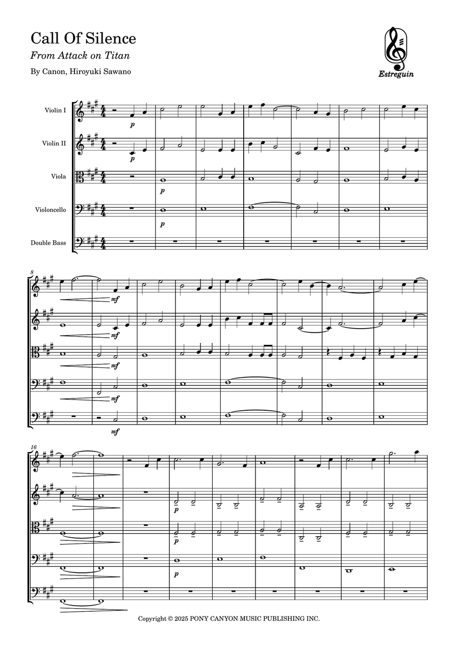 Call Of Silence Call Of Silence String Orchestra scores gallery preview page 1