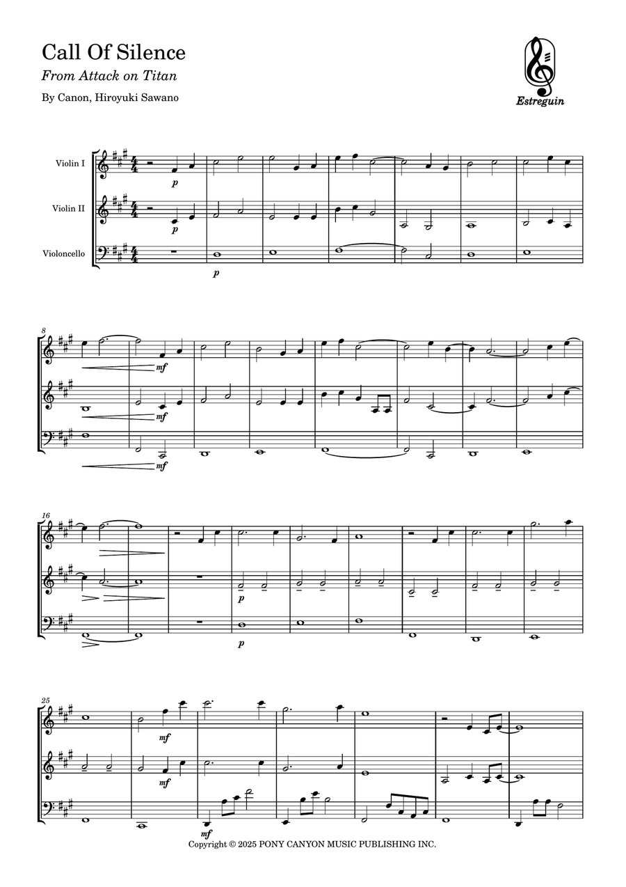 Call Of Silence String Trio scores gallery preview page 1