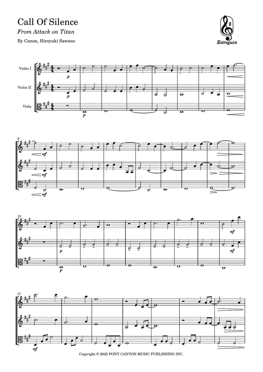 Call Of Silence String Trio scores gallery preview page 1