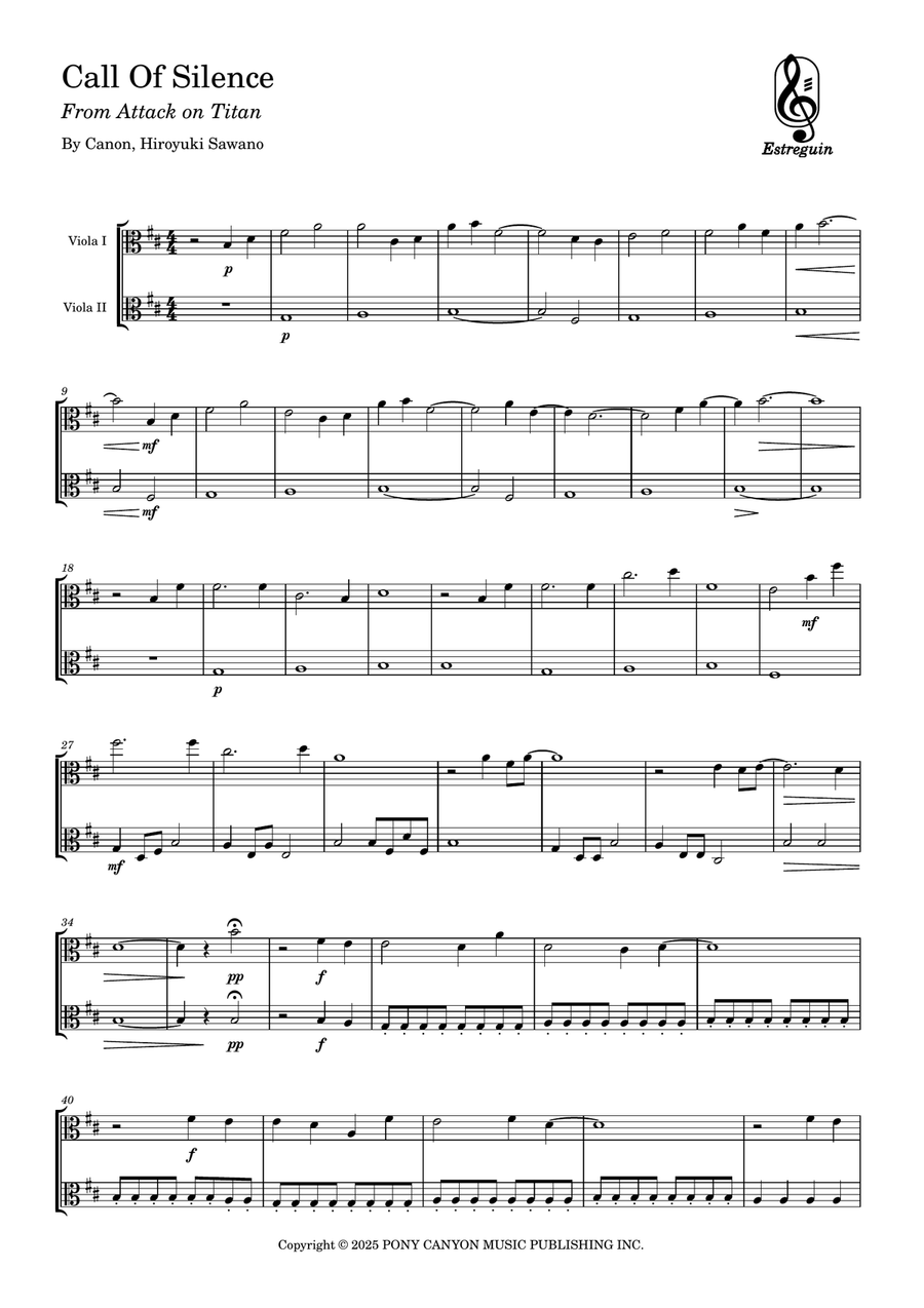 Call Of Silence String Duet scores gallery preview page 1