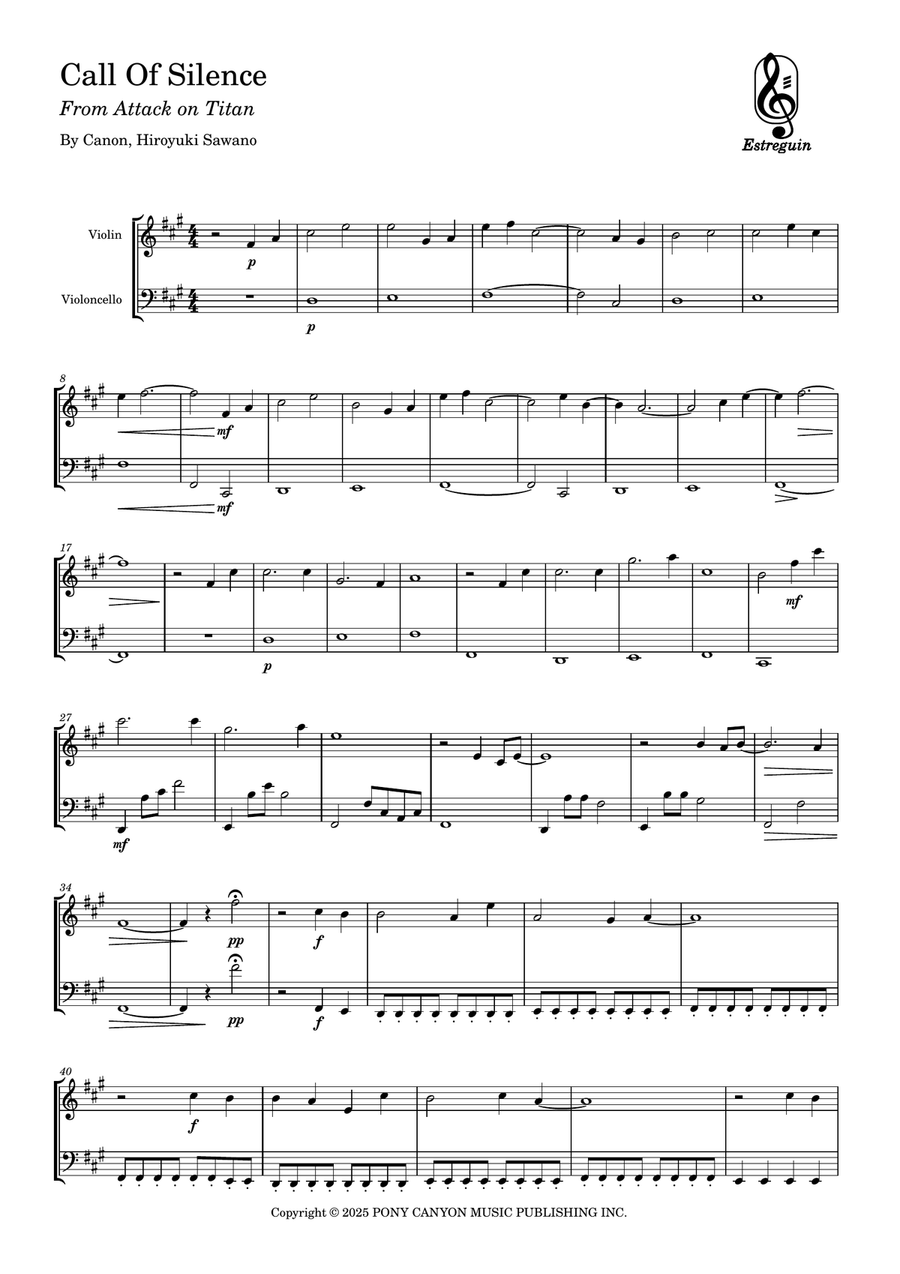 Call Of Silence String Duet scores gallery preview page 1