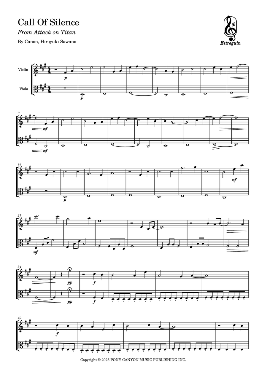 Call Of Silence String Duet scores gallery preview page 1