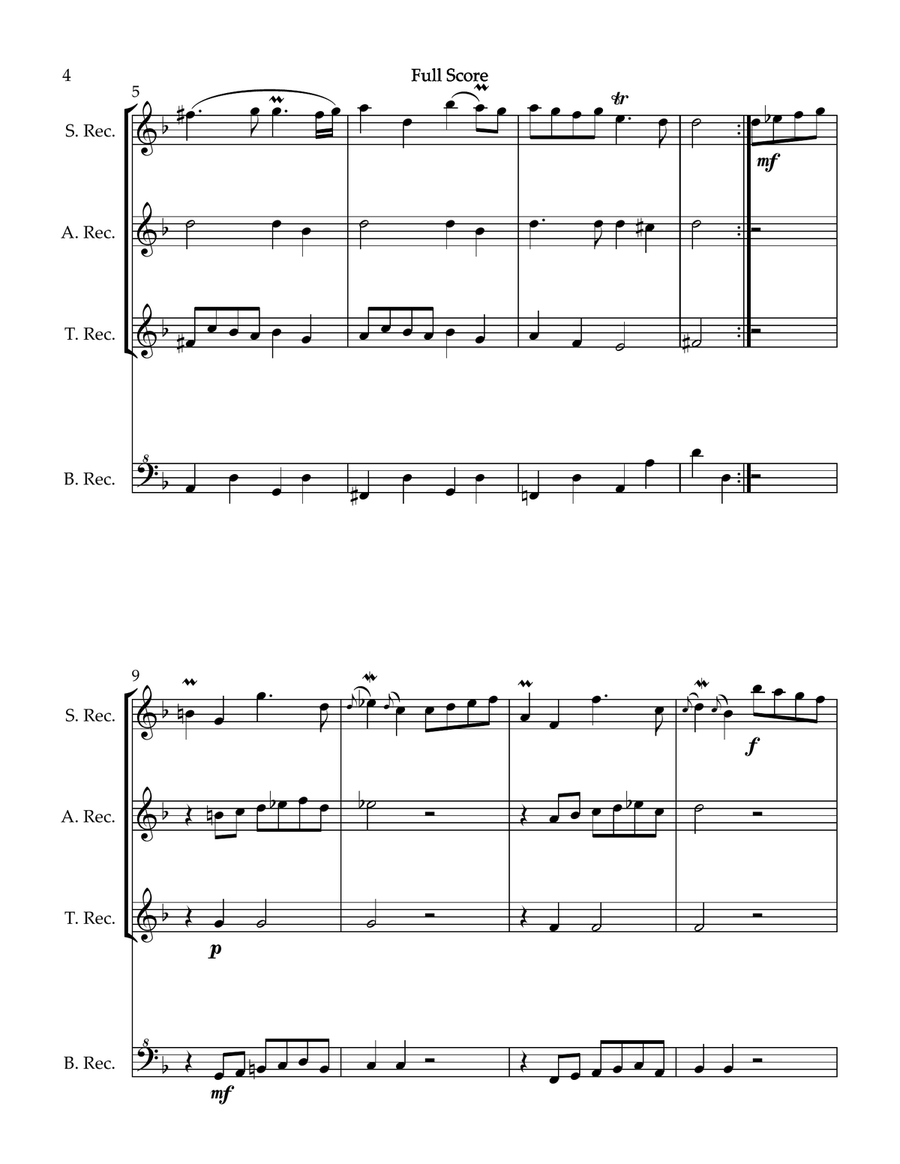 From the Royal Ghosts, for Recorder Quartet Woodwind Quartet scores gallery preview page 4