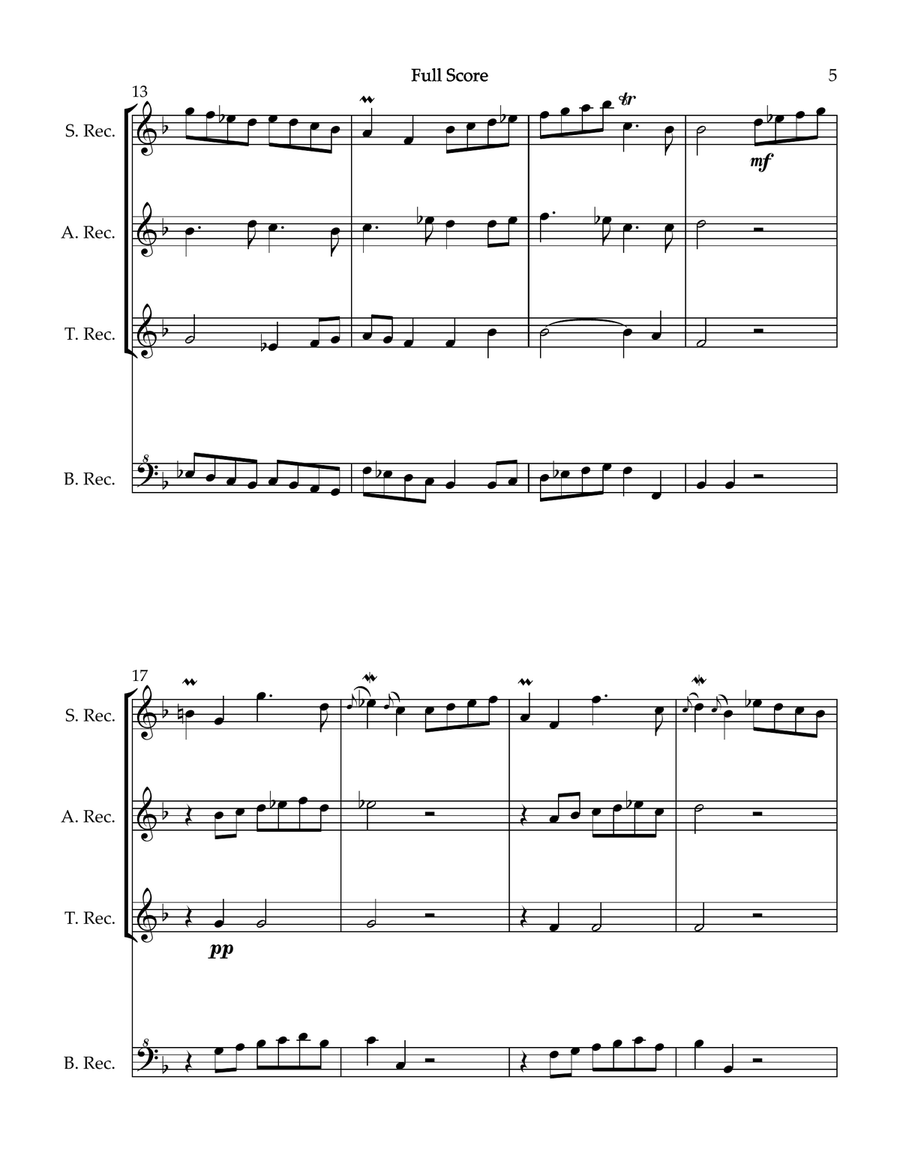 From the Royal Ghosts, for Recorder Quartet Woodwind Quartet scores gallery preview page 5