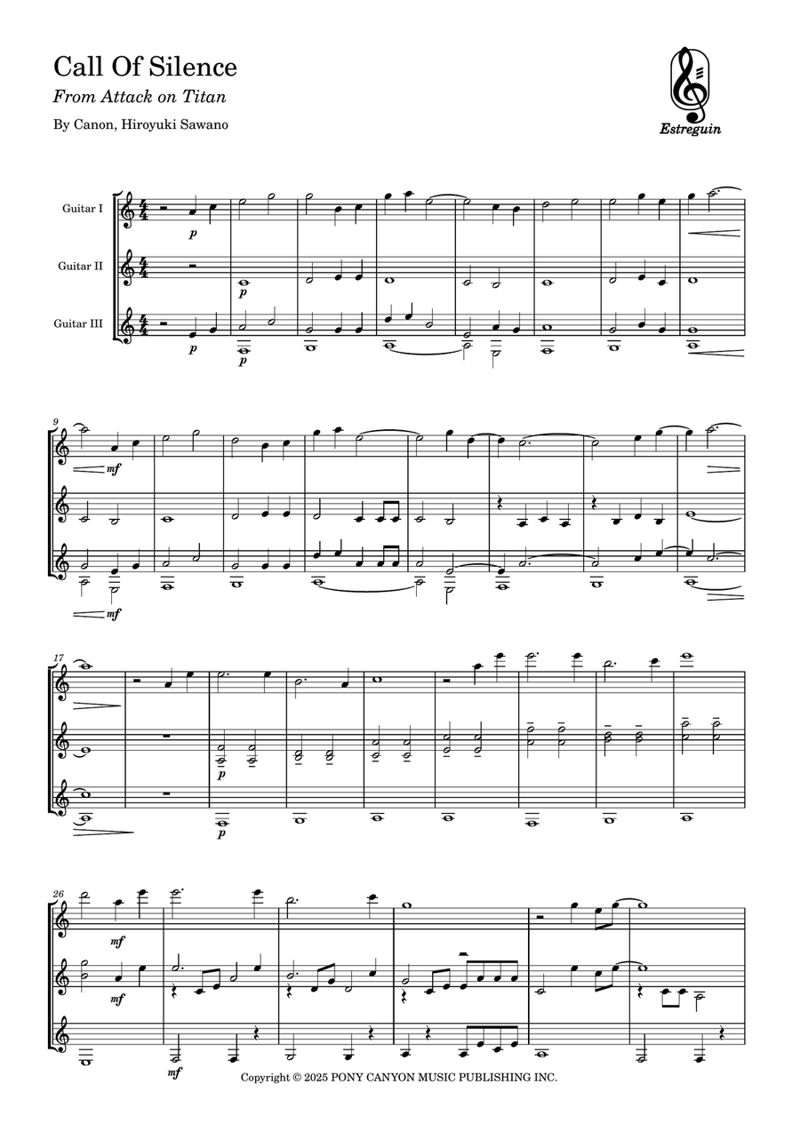 Call Of Silence Guitar Ensemble scores gallery preview page 1