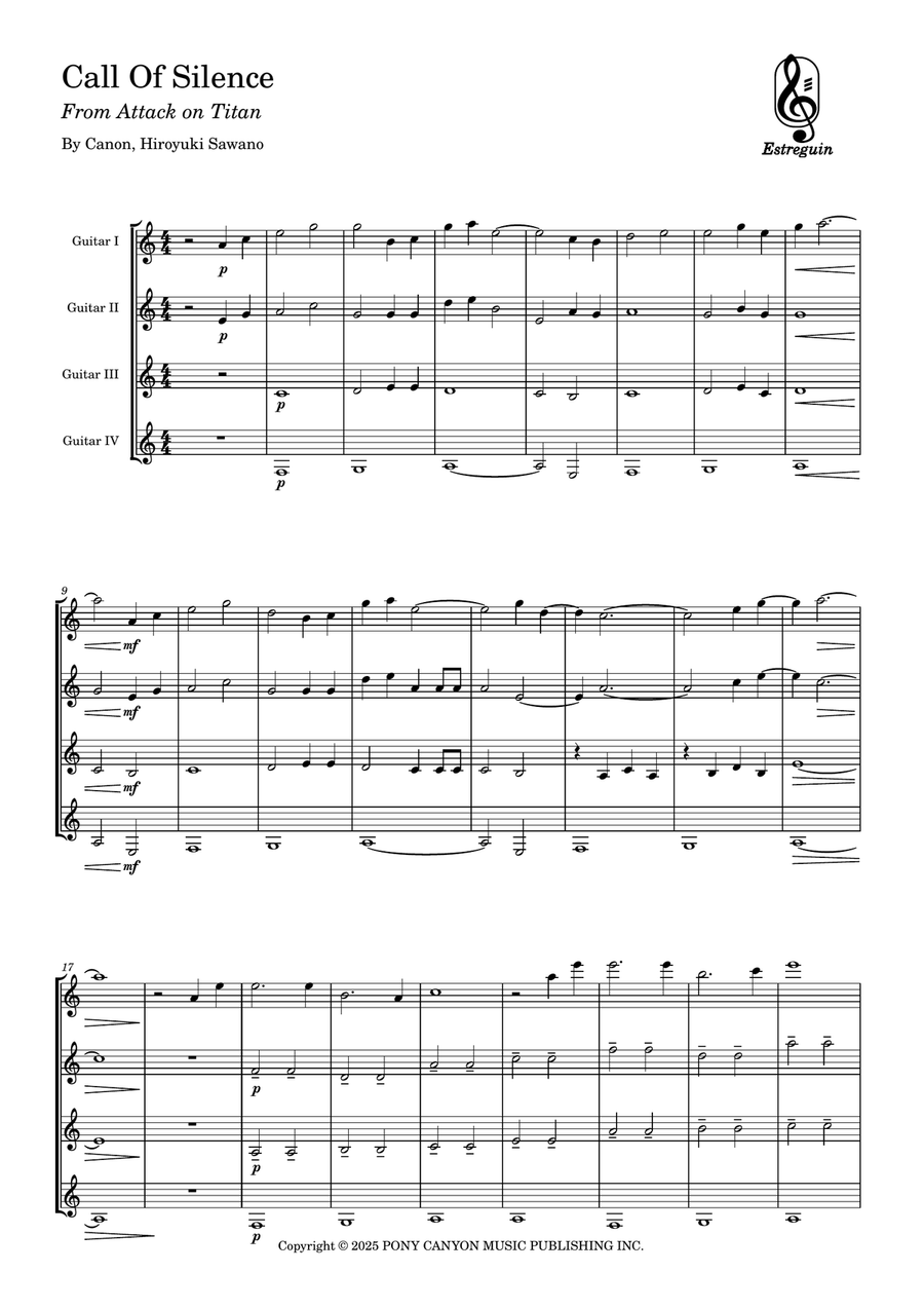 Call Of Silence Guitar Ensemble scores gallery preview page 1