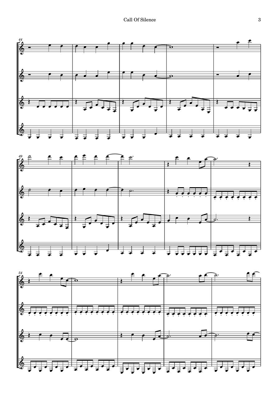Call Of Silence Guitar Ensemble scores gallery preview page 3