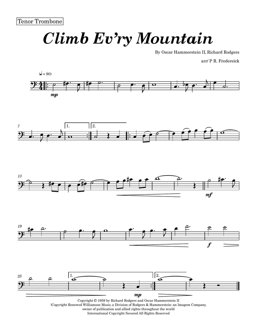 Climb Ev'ry Mountain Trombone Solo scores gallery preview page 1