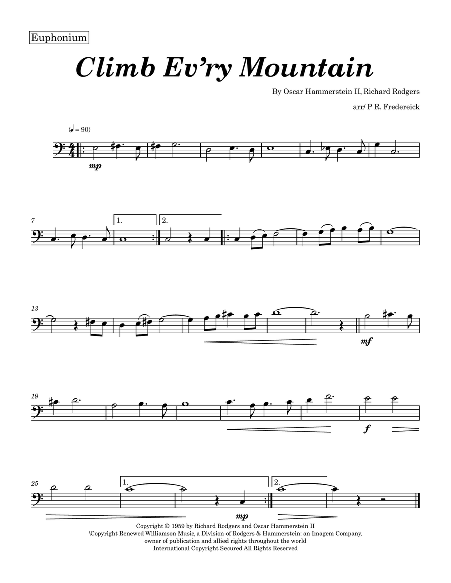 Climb Ev'ry Mountain Euphonium scores gallery preview page 1