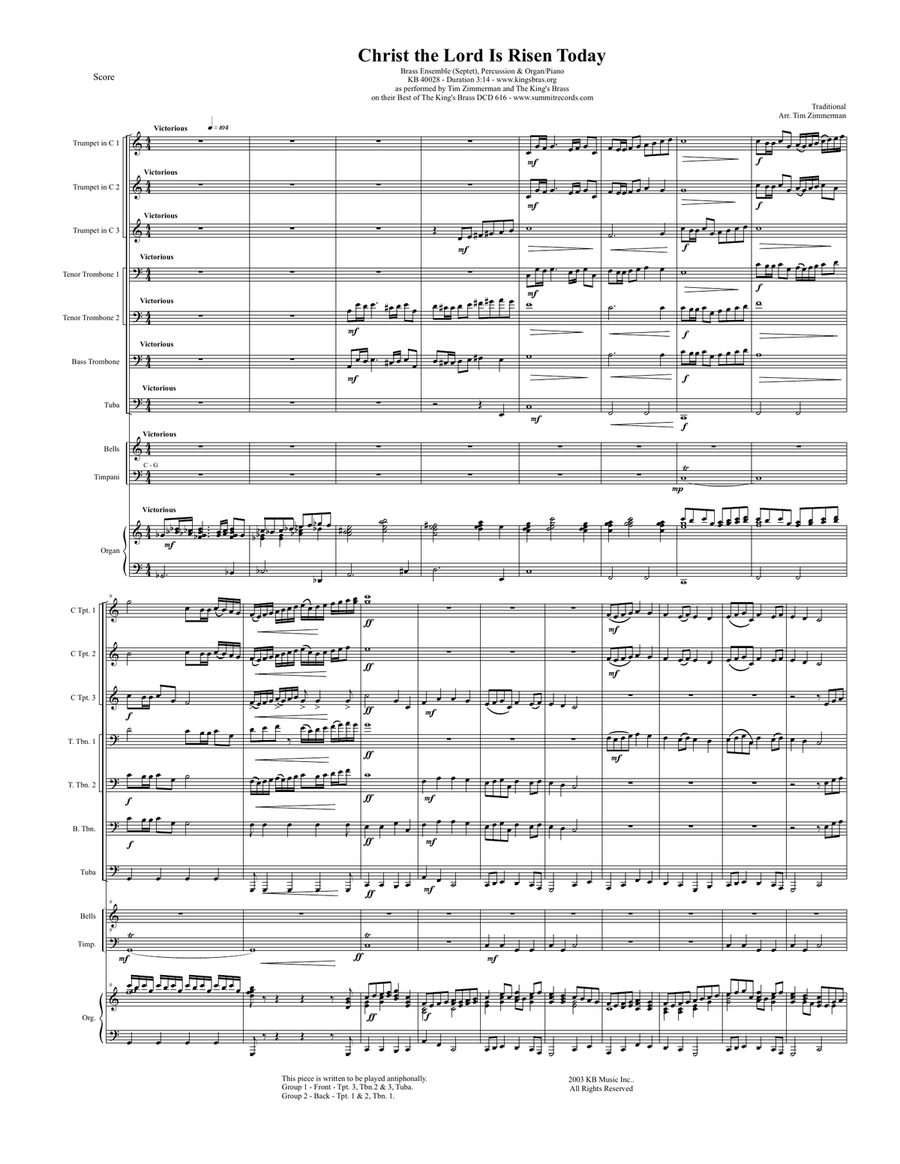 Christ the Lord Is Risen Today Large Ensemble scores gallery preview page 3