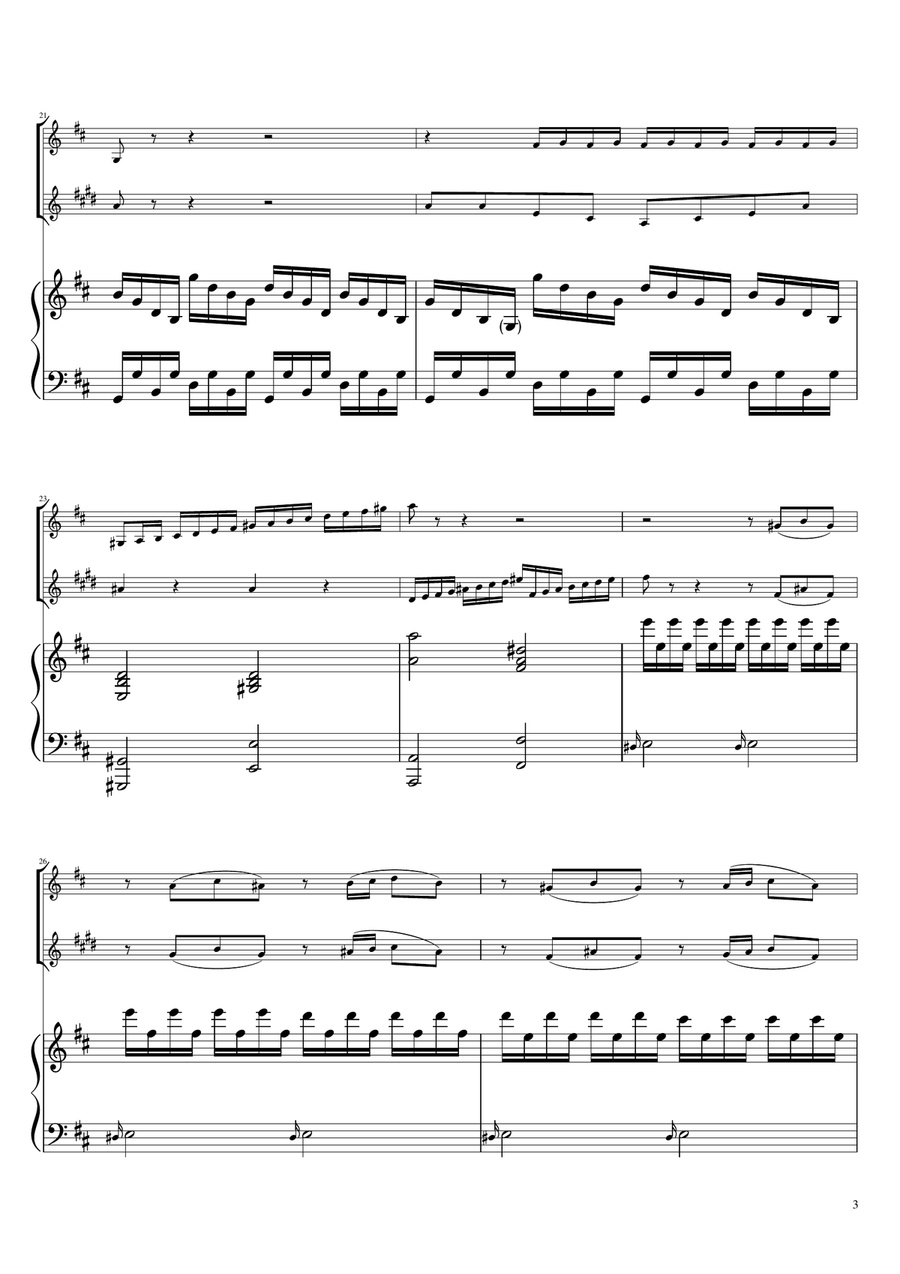 Sonta for 2 Pianos D major KV448 6.375a / Violin & Trumpet, Piano trio B-Flat Trumpet scores gallery preview page 3