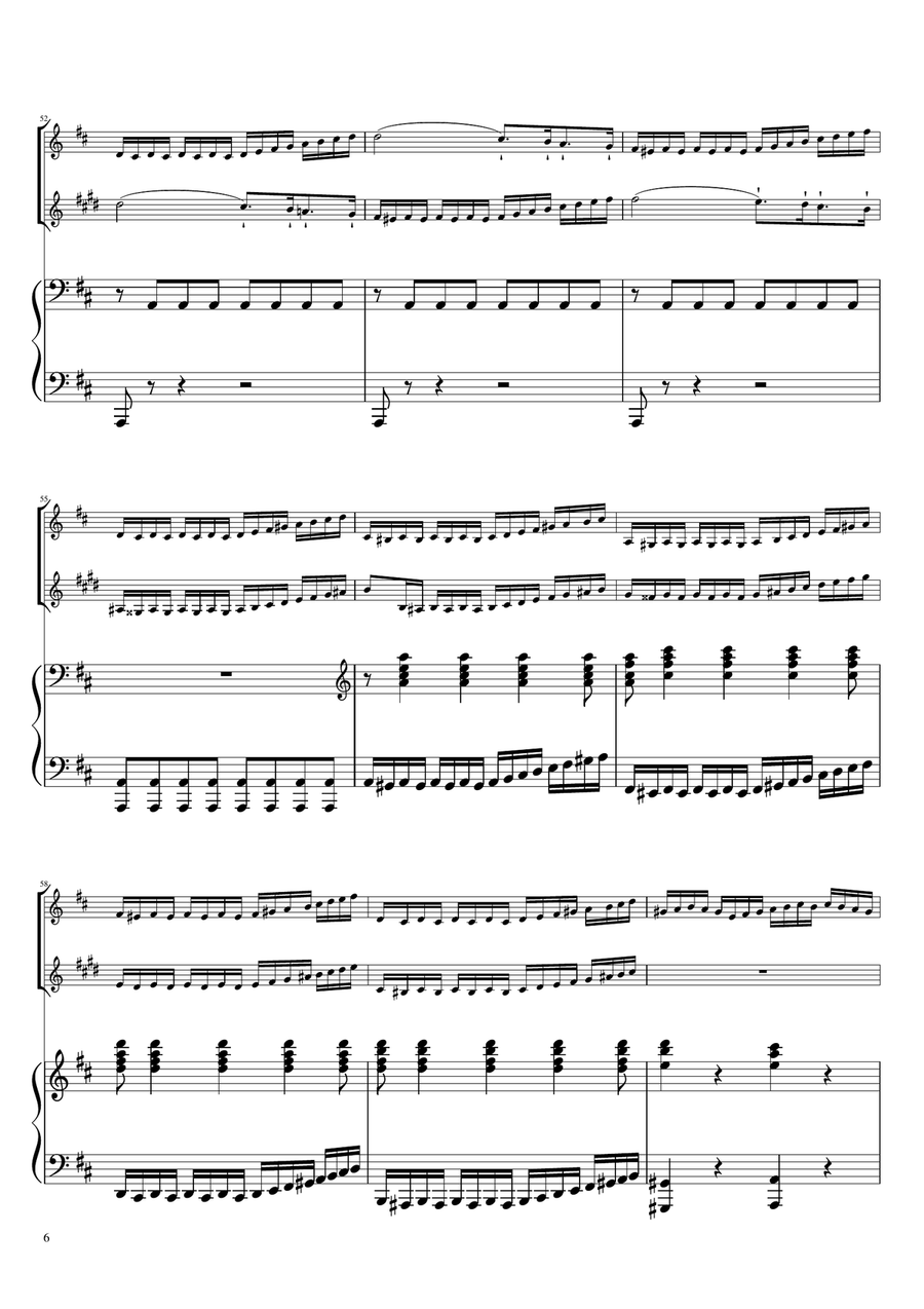 Sonta for 2 Pianos D major KV448 6.375a / Violin & Trumpet, Piano trio B-Flat Trumpet scores gallery preview page 6