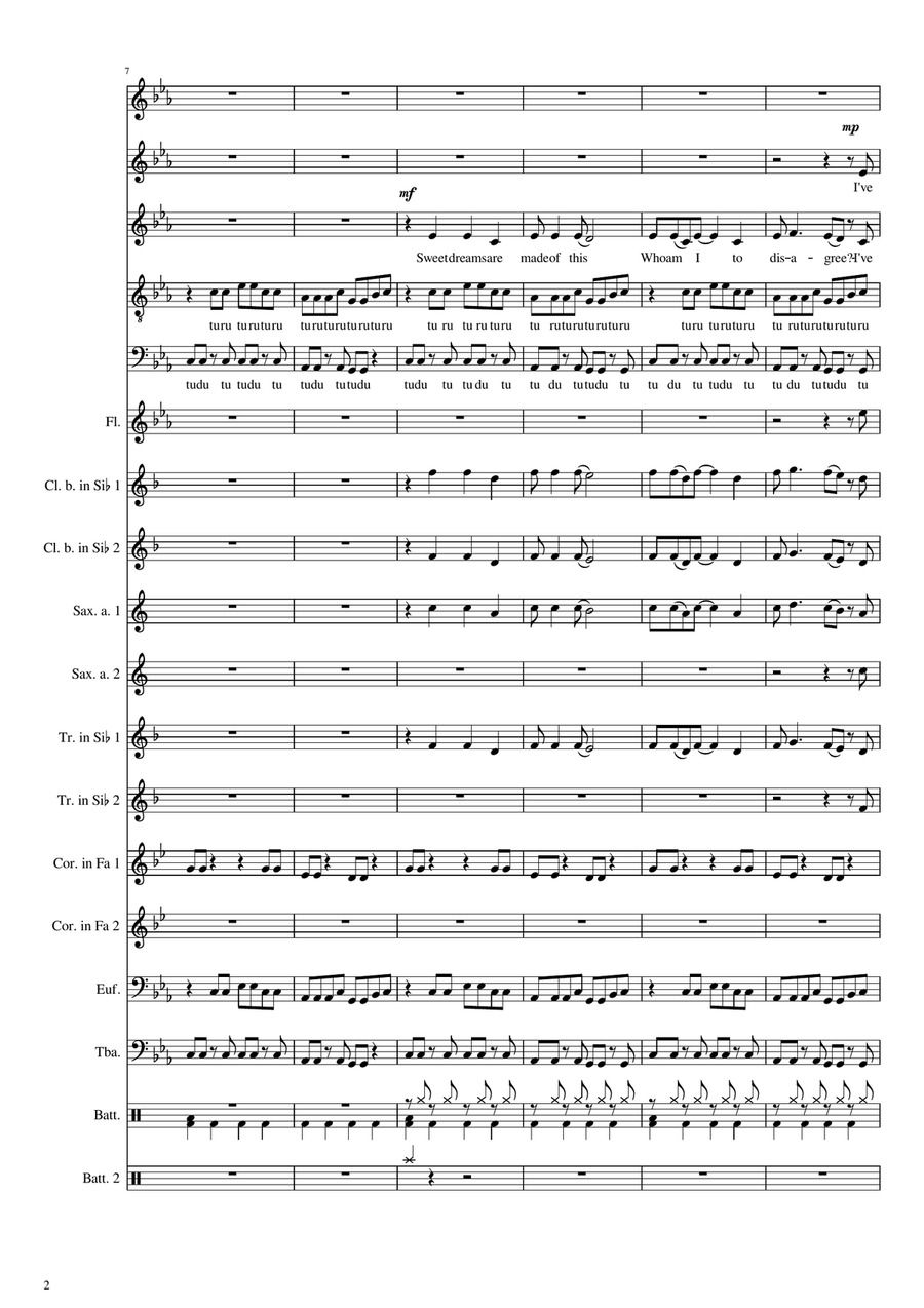 Sweet Dreams (Are Made Of This) Woodwind Ensemble scores gallery preview page 2