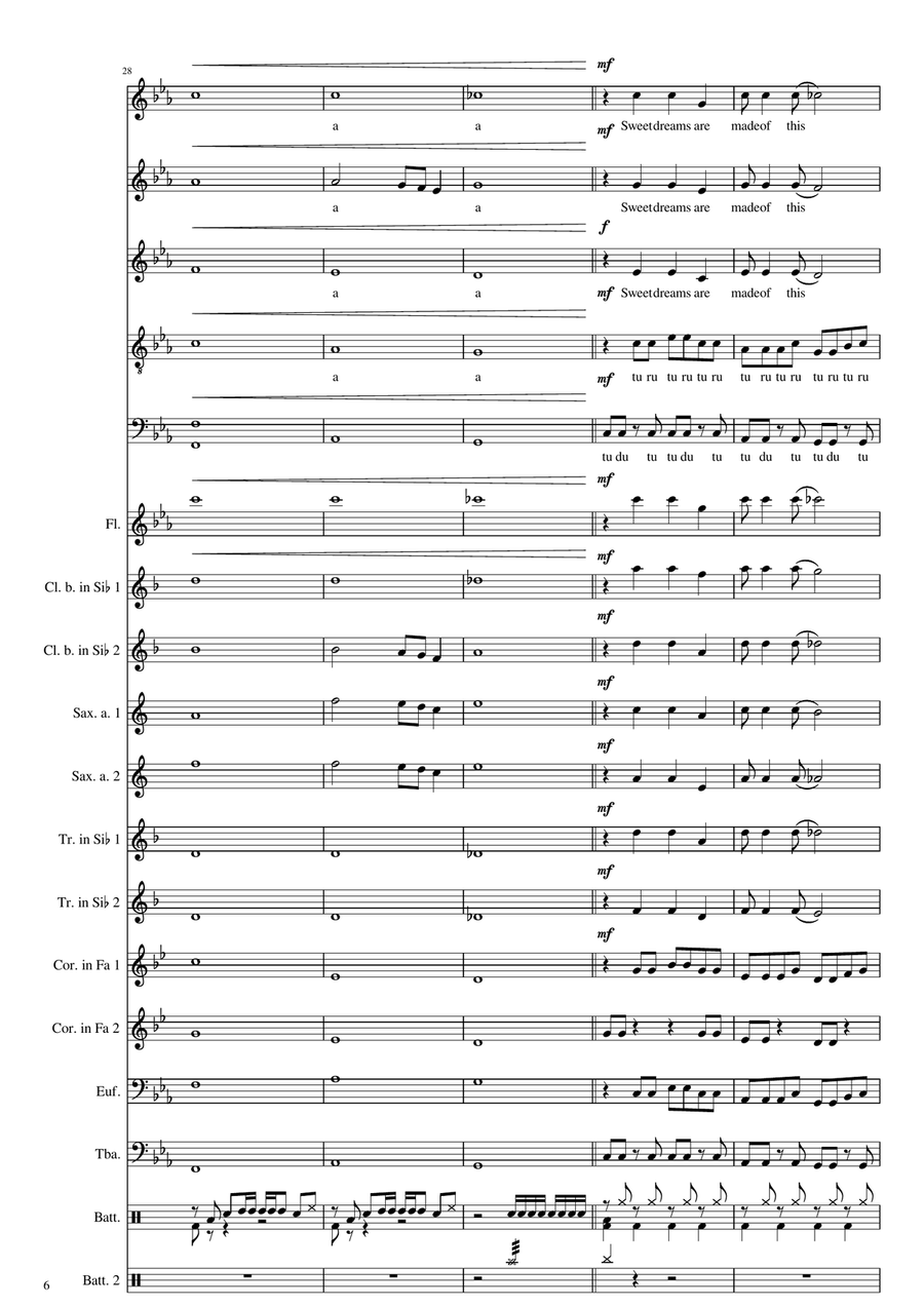 Sweet Dreams (Are Made Of This) Woodwind Ensemble scores gallery preview page 6