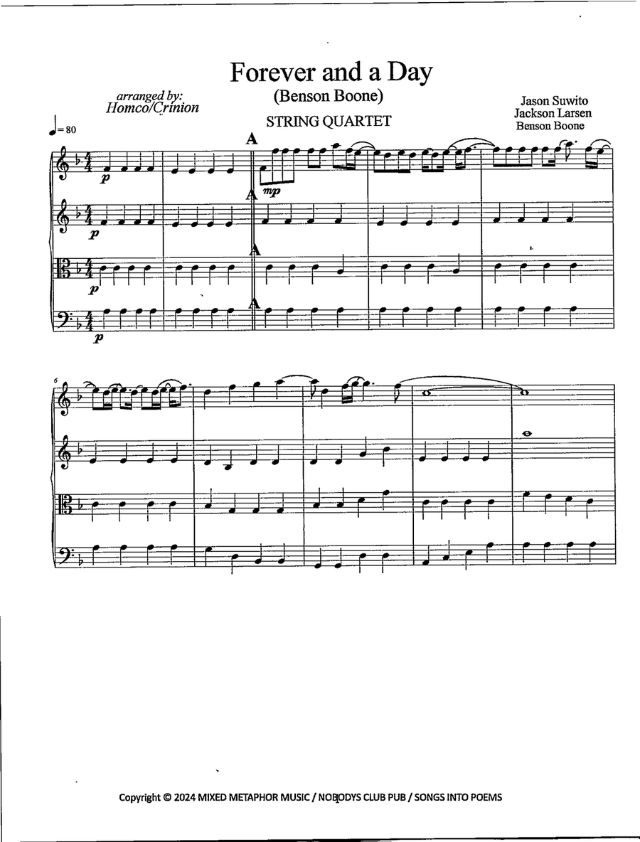 Forever And A Day Forever And A Day String Quartet scores gallery preview page 2
